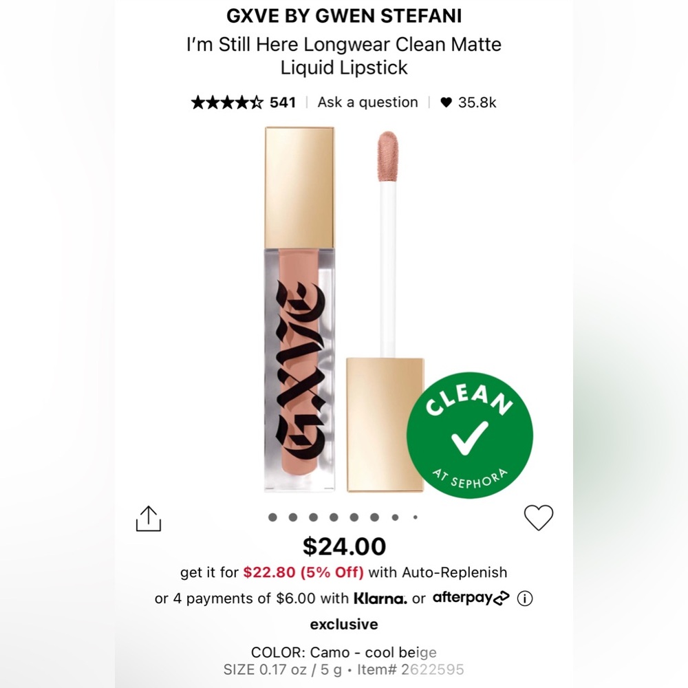 ✨Camo✨GXVE New In Box Lightweight Longwear Matte Liquid Lipstick by Gwen Stefani